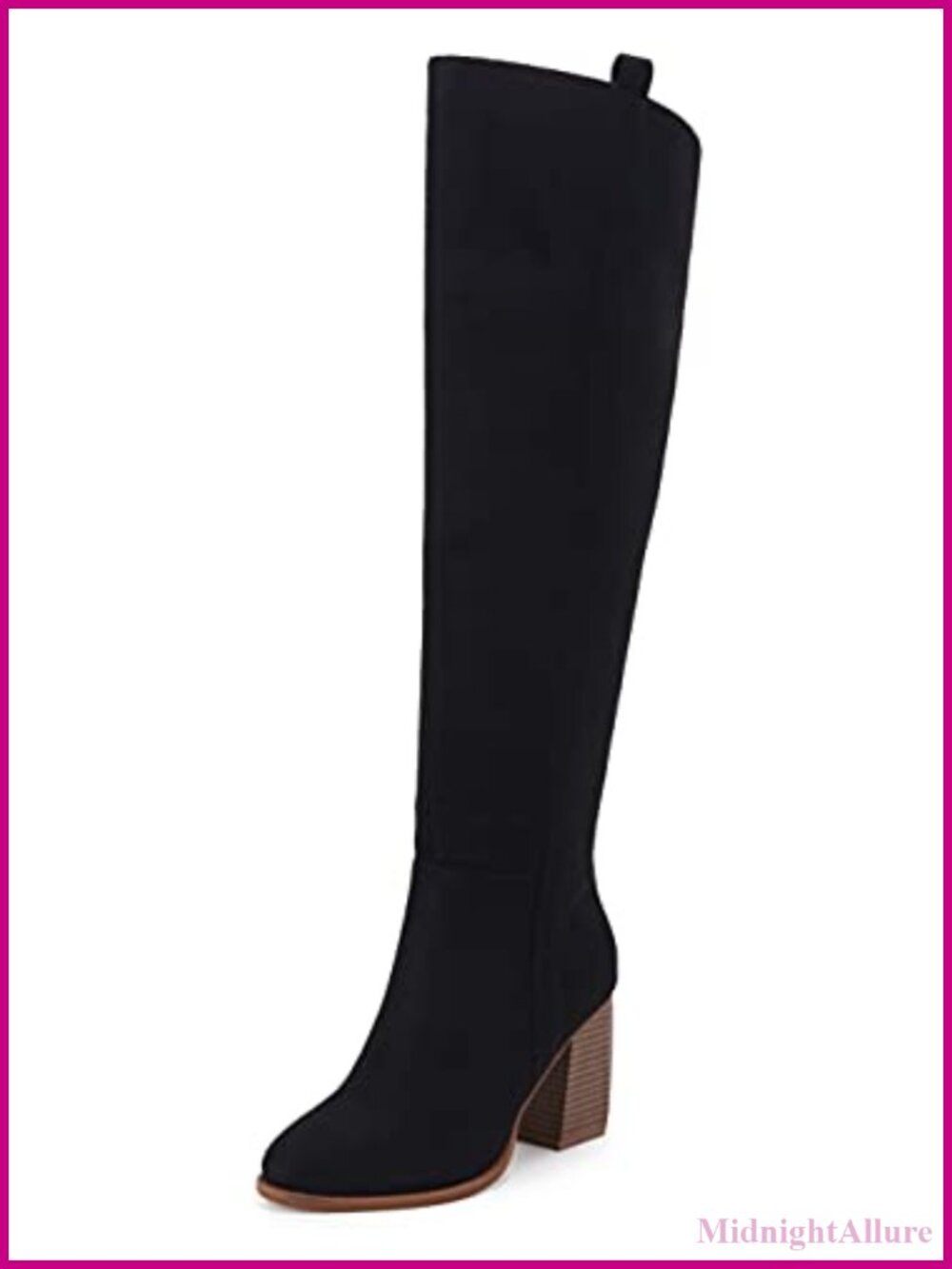 SERAIH Womens Over The Knee Thigh High Faux Suede Boots Pointed Toe Chunky